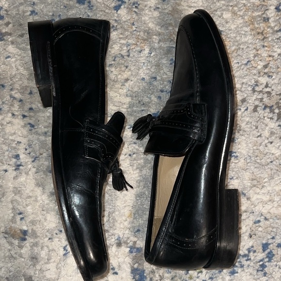 J. Murphy by Johnston & Murphy black leather tassels dress loafers Sz 8 1/2 - Picture 5 of 8